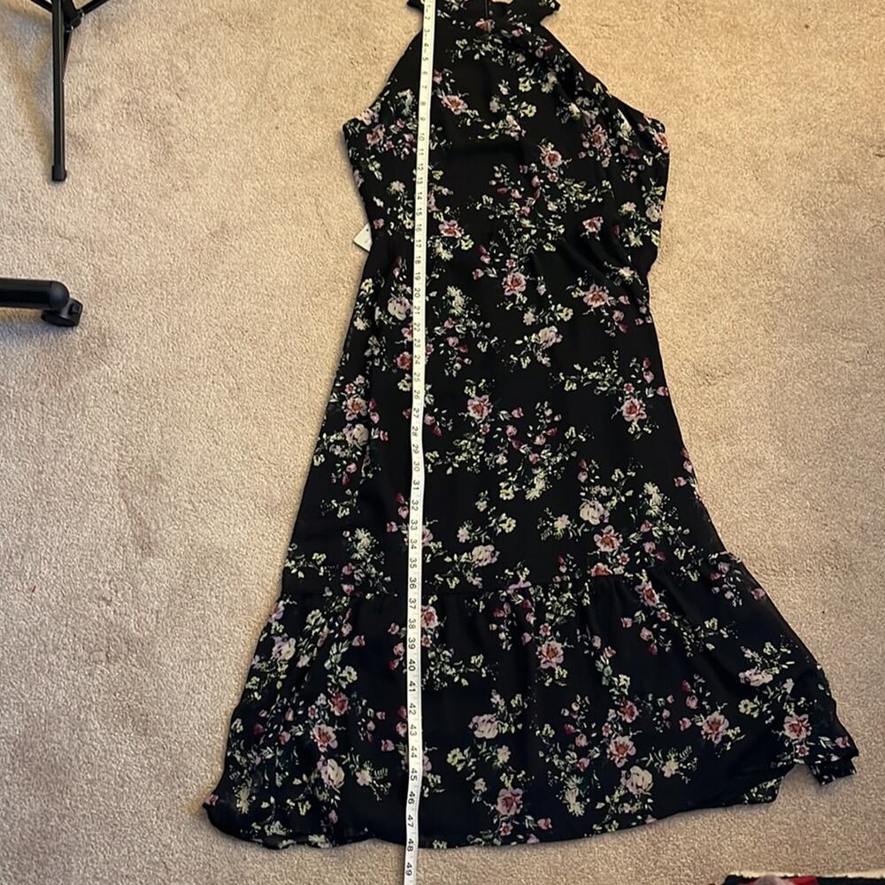 Fourteenth Place Dark Floral Halter Tiered Maxi Dress Size Large Black 90s NWT - Picture 10 of 10